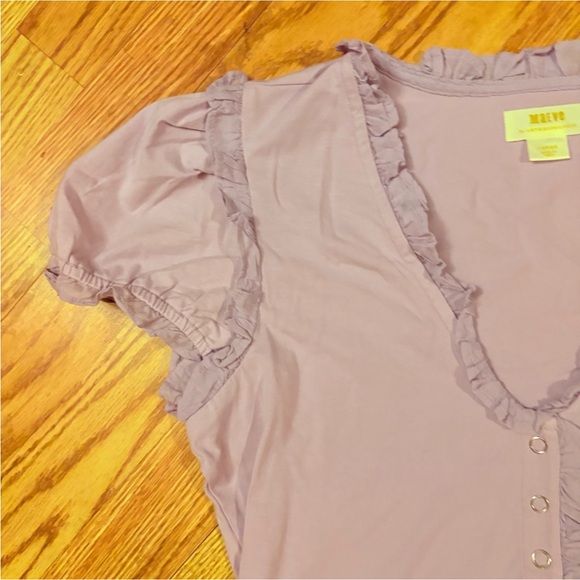 Anthropologie Mauve Lilac Ruffle Accent Blouse Size Large - Picture 7 of 10